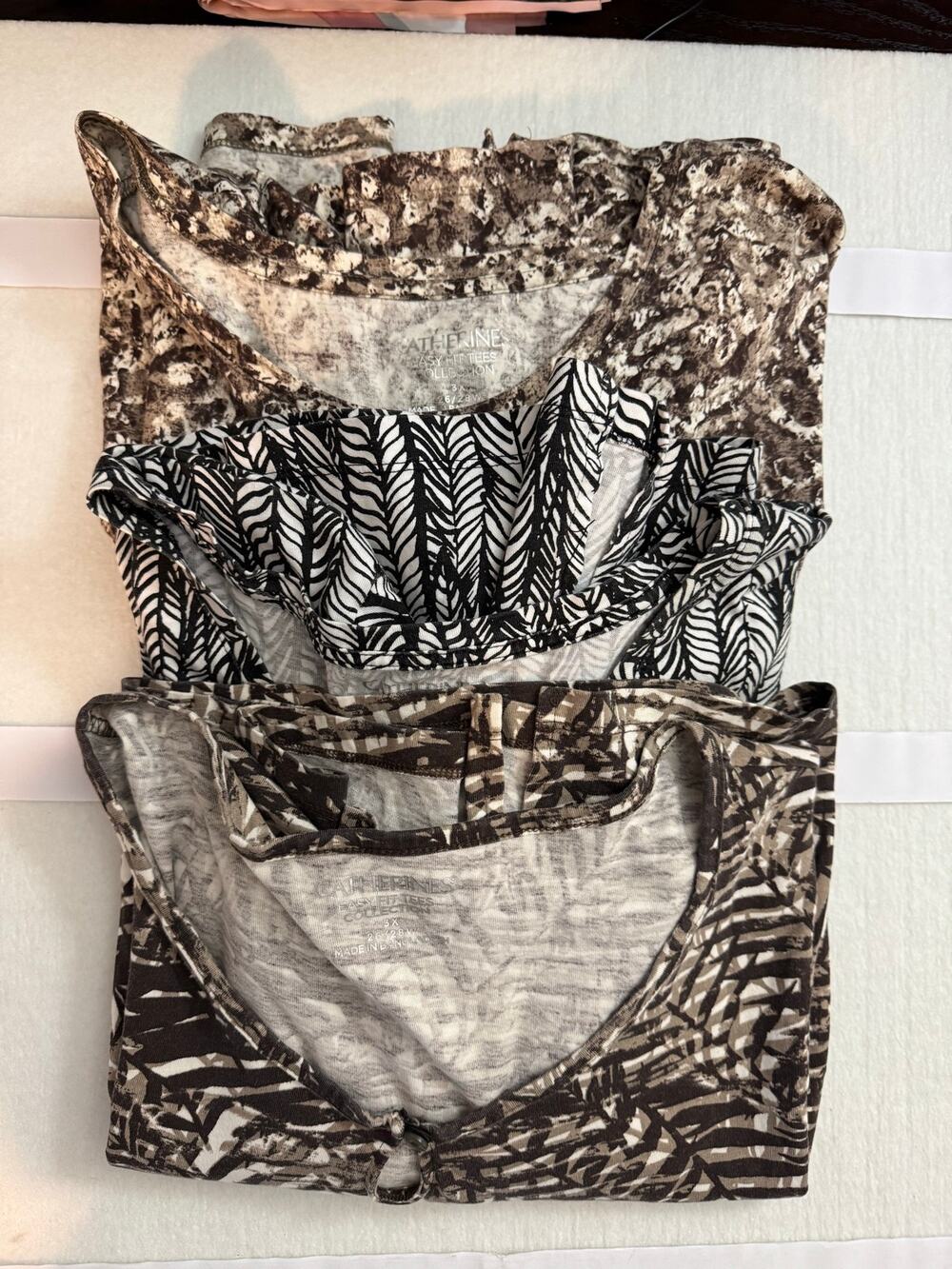 Catherine's 3pc Bundle Cotton T-shirts Round Scoop V-neck Brown Black 4X 26/28W